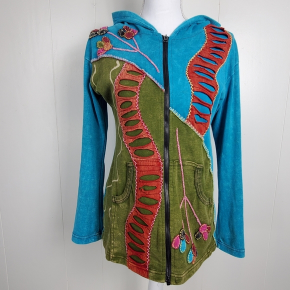 Hippie festival zip front hooded jacket - Picture 12 of 12